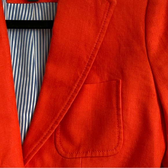 J. Crew Rhode Linen Red Gold Button Classic Blazer - Picture 8 of 13